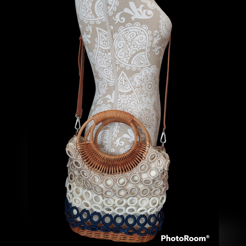 INC International Concepts Wicker Basket Crossbody / Handle Bag - Picture 2 of 10
